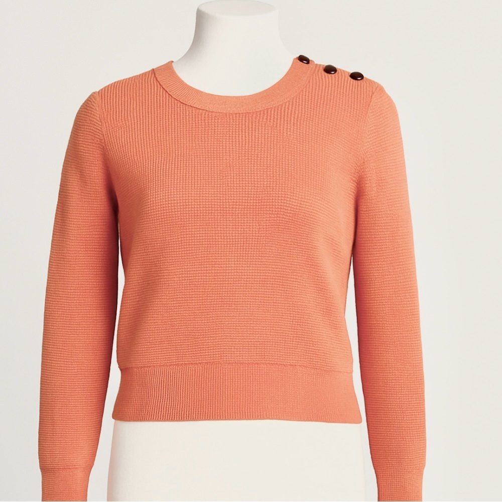 Size L Fossil Womens Wool Knit Sweater Top Large Coral Orange Cotton blend Top
